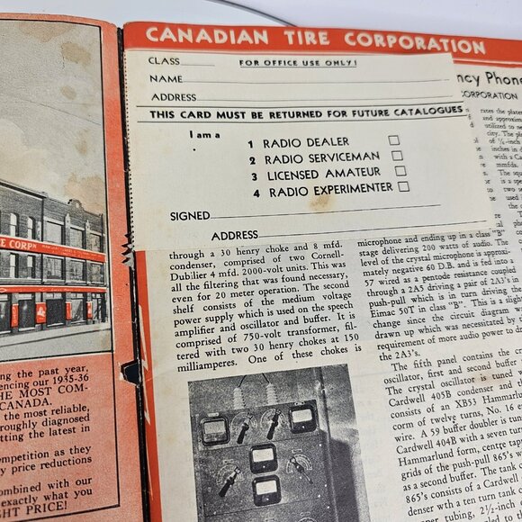 1935-1936 Canadian Tire Confidential Radio Vintage Catalog Rare Vancouver Canada - Picture 10 of 16